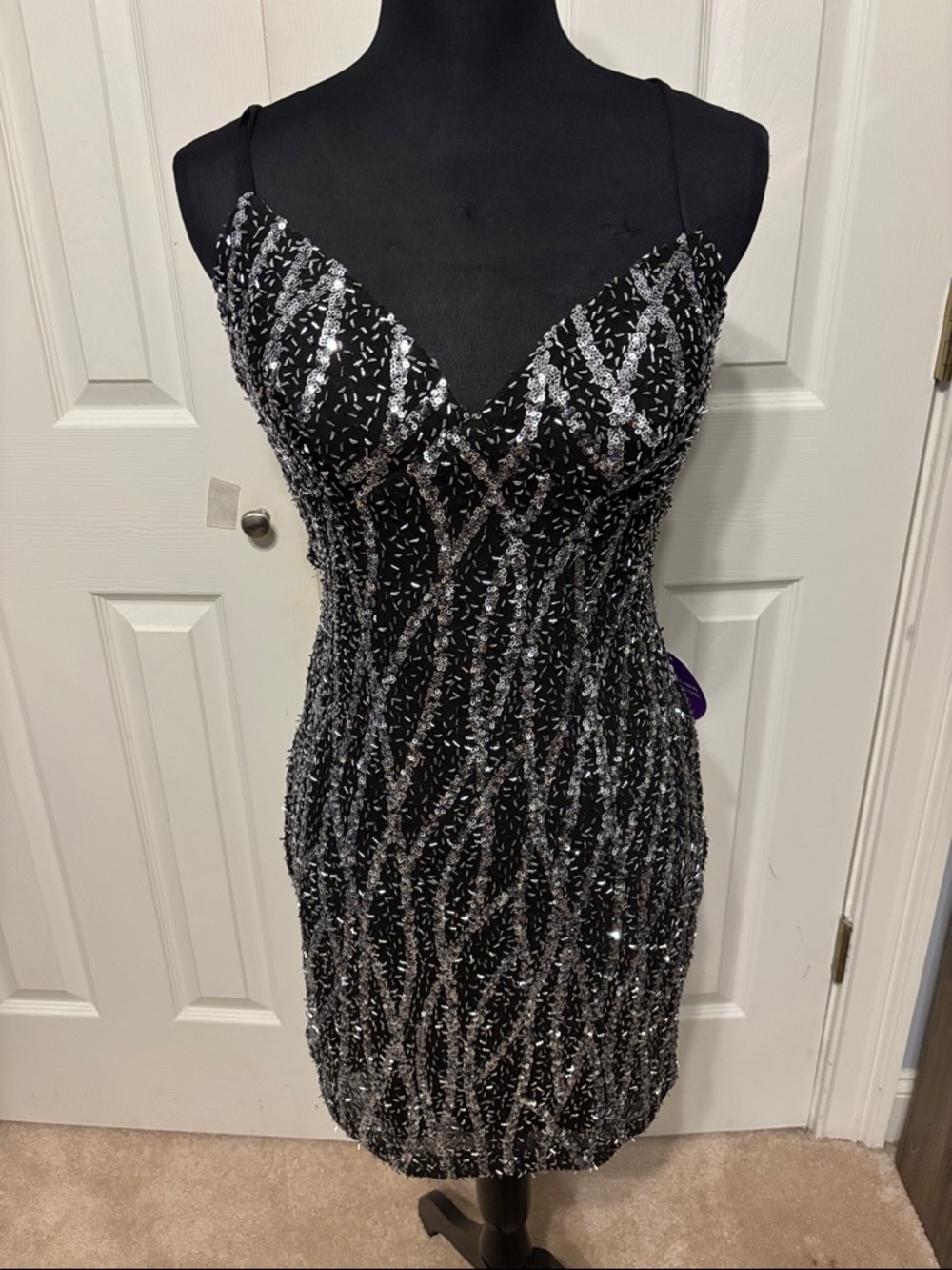 Windsor Hartley Lace-Up Sequin Mini Dress